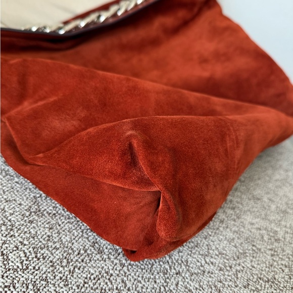JIMMY CHOO rusty brown suede CALLIE LARGE Hobo Shoulder Bag - Picture 9 of 14